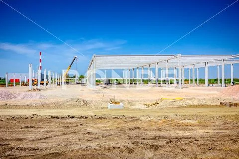 View on building site, unfinished concrete edifice Stock Photos