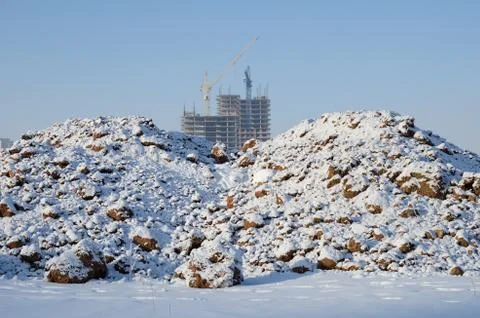 View of a building site in winter Stock Photos