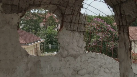 View from the building on the street Stock Footage 73653838