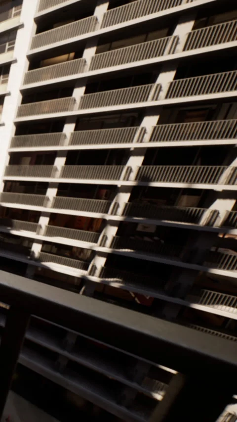 View of building structure with window bars during daytime Stock Footage 341984070