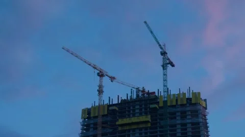 View of a building under construction Video stock 282070474