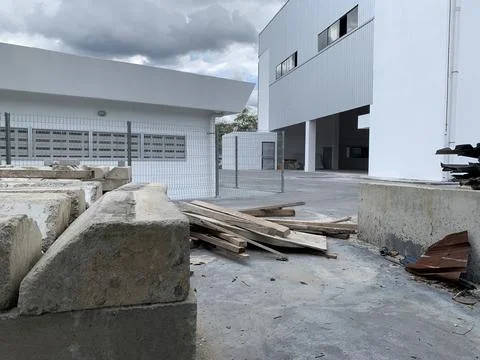 View the building under construction warehouse with modern design, Stock Photos