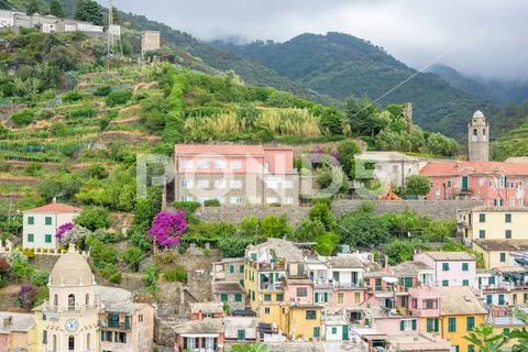 View to buildings and sky in a foggy day Stock Photos