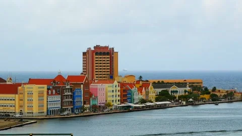 View buildings in the old historical city center of the town Willemstad Stock Footage 243515053