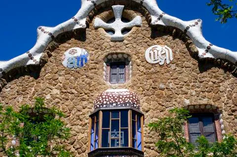View of a buing at park guell Stock Photos