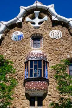 View of a buing at park guell Stock Photos