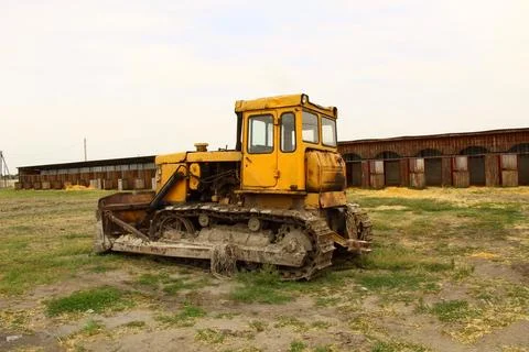 View of the bulldozer from the side Stock Photos