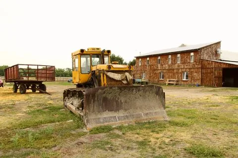 View of the bulldozer from the side Stock Photos