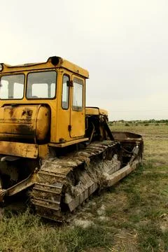 View of the bulldozer from the side Stock Photos