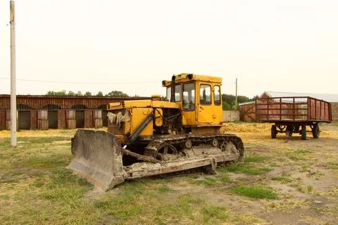 View of the bulldozer from the side Stock Photos