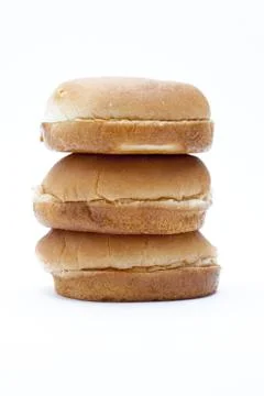 View of burger buns arranged in stack Foto stock