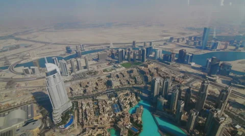 View from Burj Khalifa of downtown Stock Footage 59603128