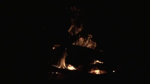 View of burning fire with sparks and red flames close up super slow motion Video stock 80901680