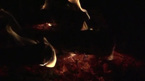 View of burning fire with sparks and red flames close up super slow motion Stock Footage 80902324