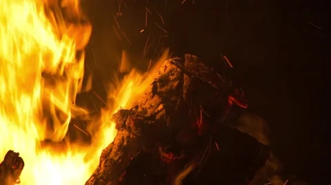 View of Burning log Stock Footage 64840456