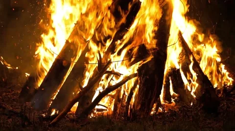 View of Burning logs Stock Footage 64840395