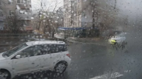 View from the bus during the rain Video stock 120403764