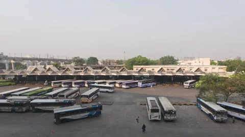 View of the bus movement at Secunderabad Bus Station in the morning Stock Footage 310952639