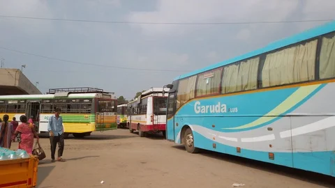 View of bus station in Tirupati. Stock Footage 124617633