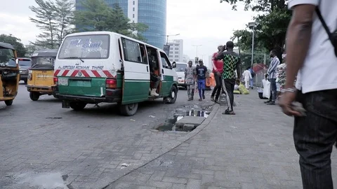 View of a bus stop in lagos 스톡 동영상 119970613