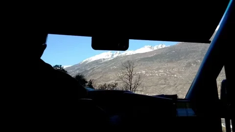 View from bus while driving up to the mountain, Switzerland Stock Footage 247037444