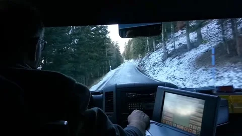 View from bus while driving up to the mountain, Switzerland Video stock 247037606