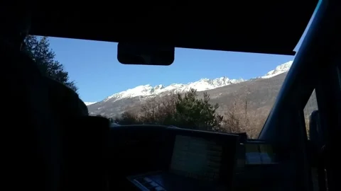 View from bus while driving up to the mountain, Switzerland Stock Footage 247037722