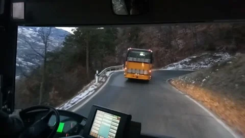 View from bus while driving up to the mountain, Switzerland Stock Footage 247037728