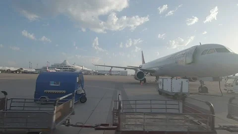 View from the bus window to the airport Video stock 144352169