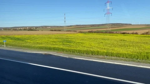 View from bus window going through Austria to Vienna from Bratislava in November Stock Footage 119768884