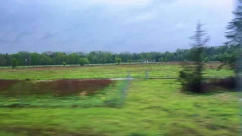 View from the bus window of the landscape in Poland in spring. Stock Footage 311953785
