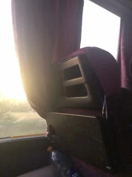 View from bus window on sunrise Stock-Fotos