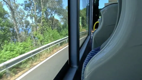 View from the bus window. Trip along the sea. Stock Footage 330384772