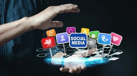 View of a Business network application displayed Stock Photos