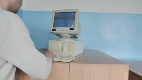  View Of Businessman, Programmer In Office Working On Computer Stock Footage 126341841