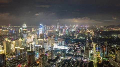 A view of the bustling night scene of a modern city Stock Footage 138724373