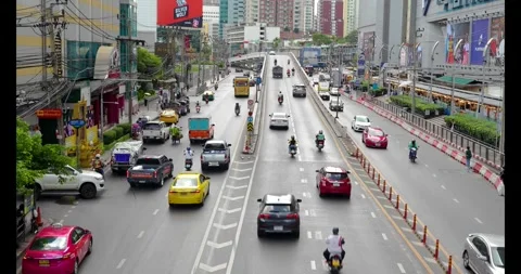 View of busy dense traffic jam along the big road Stock Footage 305590801