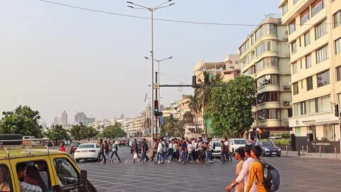 View of a busy road traffic in the evening time in mumbai, india Stock Footage 292820112