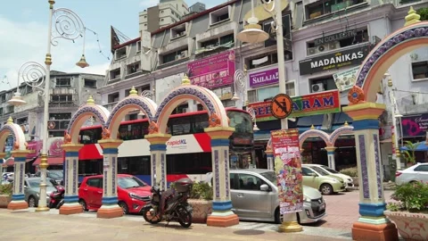 View of busy traffic in Brickfields Little India in Kuala Lumpur. 動画素材 271484272