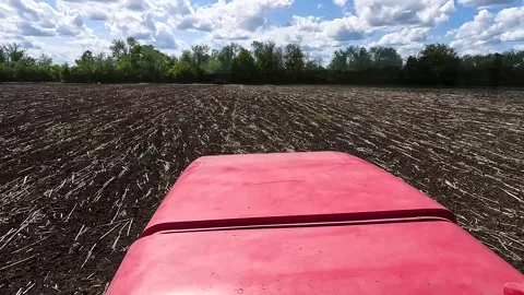 View from the cab of an agricultural tractor on the field. Video stock 270305736