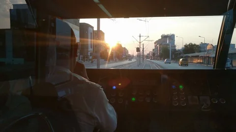 View from the cab of the tram driver 스톡 동영상 92762118