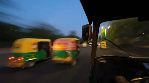 View from the cabin of autorickshaw. Time lapse motion video Stock Footage 316771900