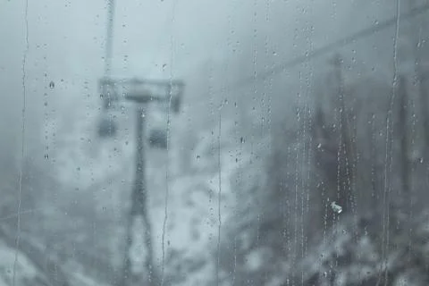 View from the cabin of the cable car Stock Photos