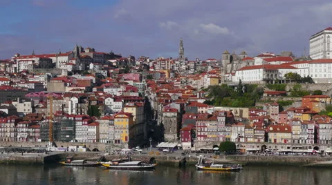 View from Cabin Cableway of Historical Centre Porto Stock Footage 46449056
