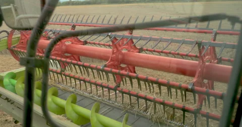 View from the cabin of the combine harvester. Stock Footage 252420548