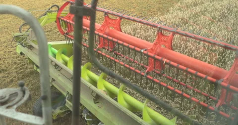 View from the cabin of the combine harvester. Stock Footage 252422039