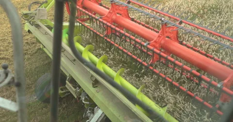 View from the cabin of the combine harvester. Stock Footage 252422234