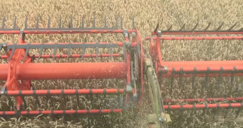 View from the cabin of the combine harvester. Stock Footage 252423105