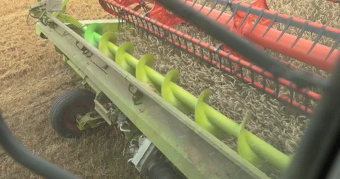 View from the cabin of the combine harvester. Stock Footage 252423302