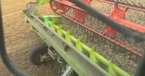 View from the cabin of the combine harvester. Stock Footage 252423505
